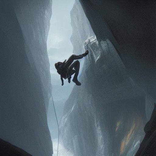 Hyperrealistic Man Emerges from Mountain Cave