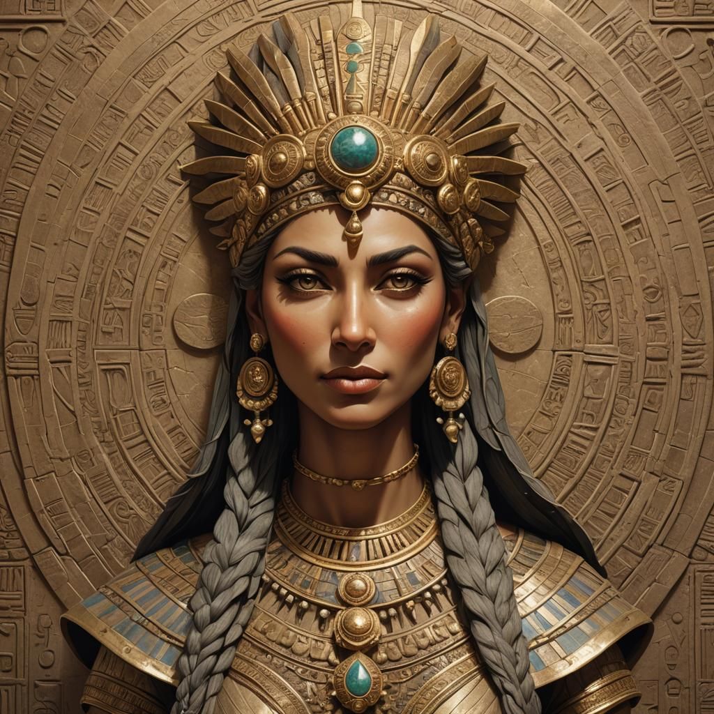 Ancient Royal Goddess Nintur in Babylonian Headdress