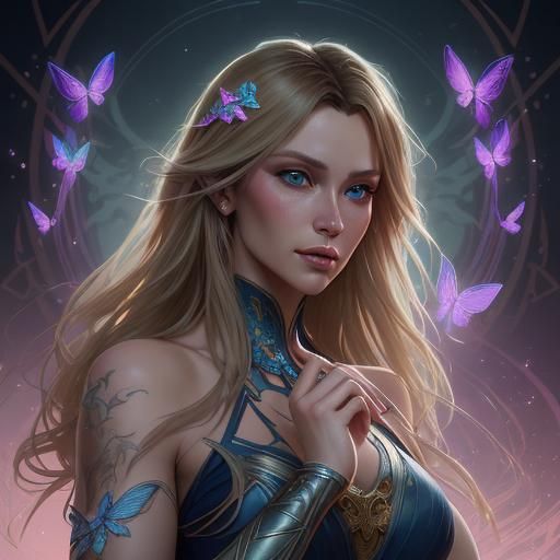 Ethereal Blonde in Luminous Garden: Hyperrealistic 3D Render
