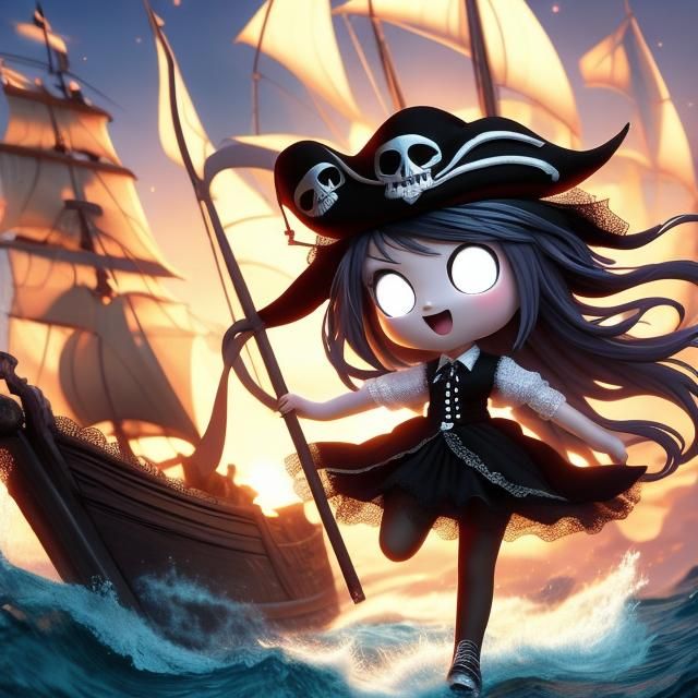 Gothic Ghost Girl as Bunnygirl Pirate
