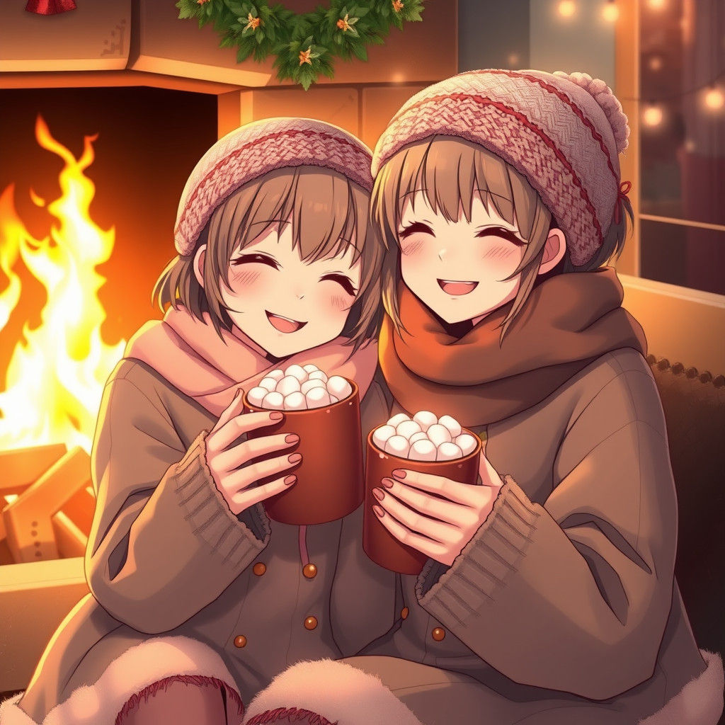 Sisters Share Cozy Moment in Digital Art