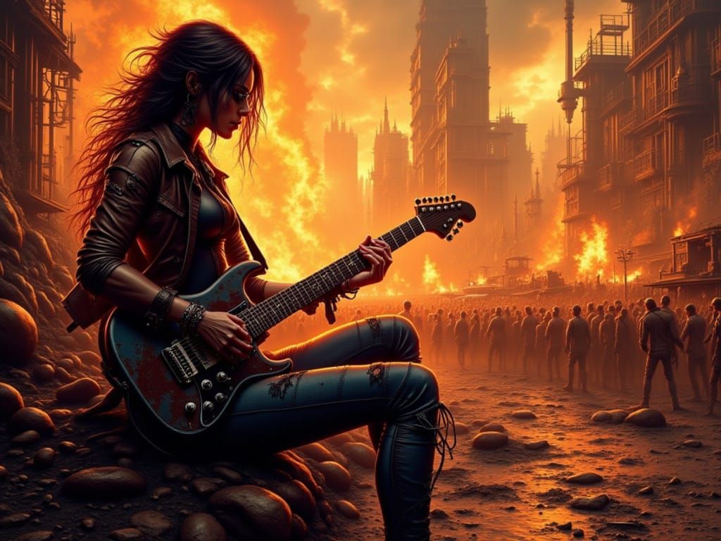 Woman in Ripped Jeans in Revolutionary Concept Art