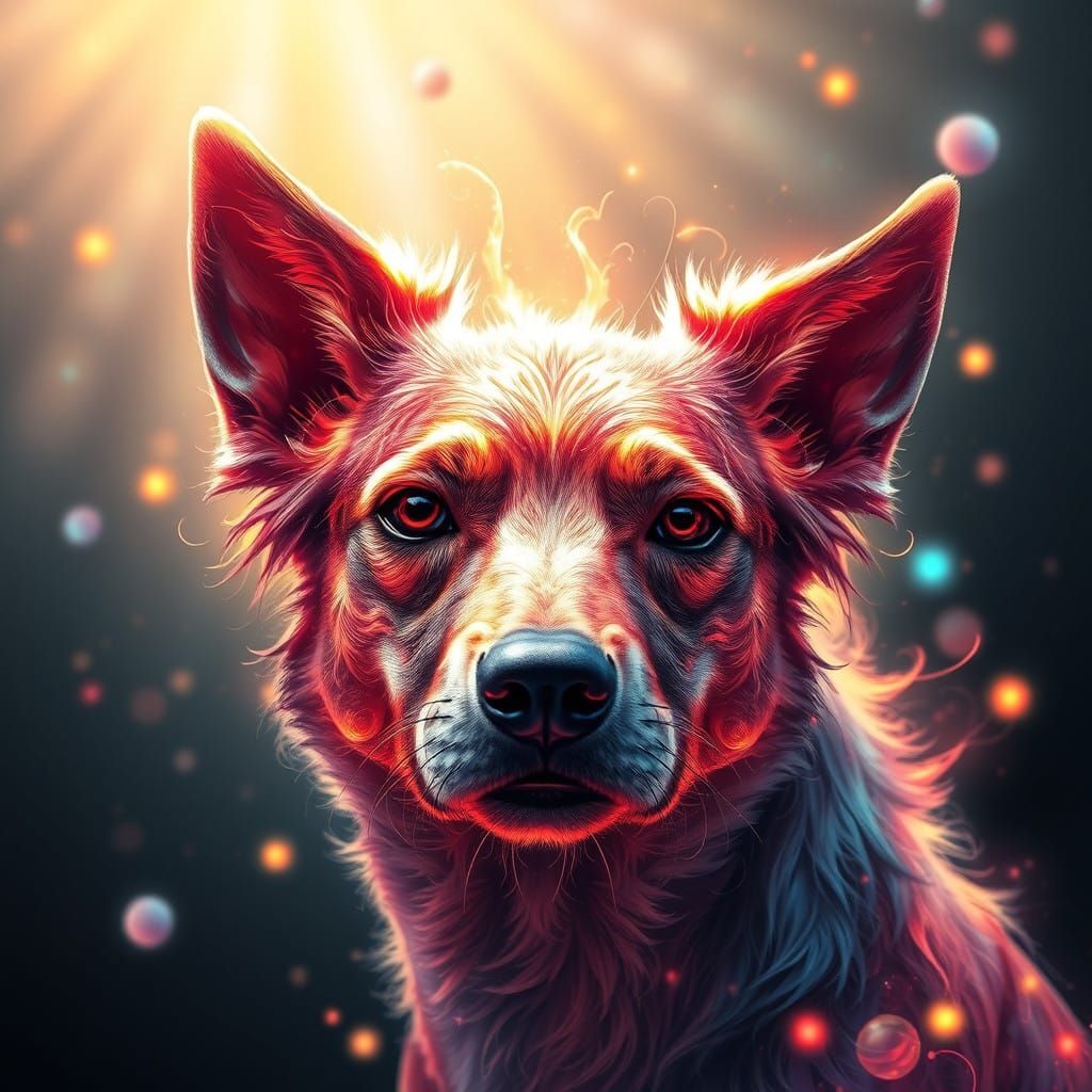 Luminous Canine Form in Art Nouveau Style