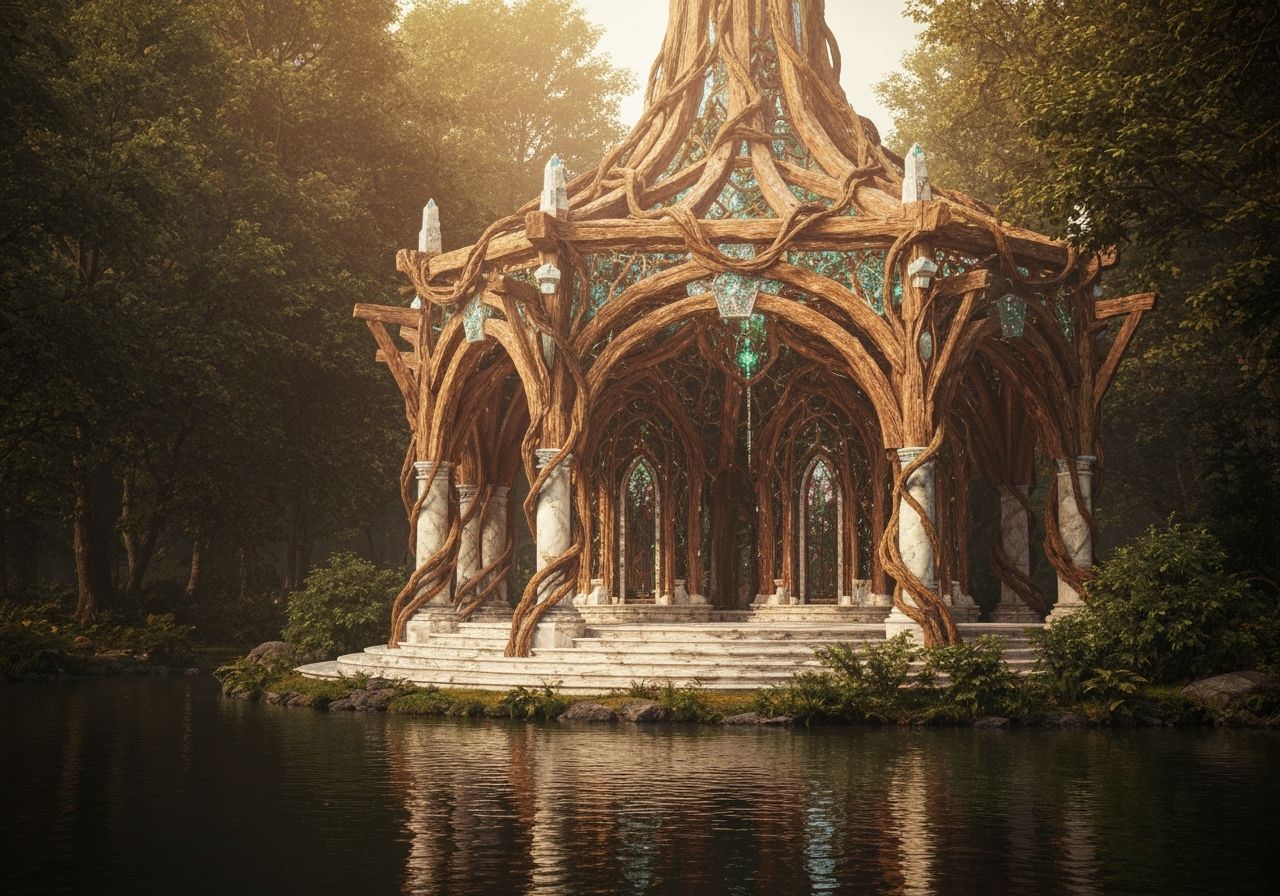 Magical Forest Hall with Marble Accents