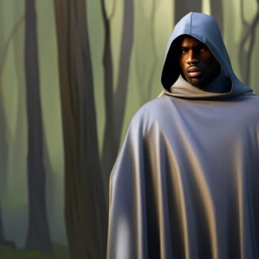 Monk Walking Through Forest at Dawn