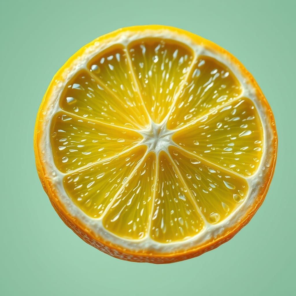 Vibrant Lemon Slice in Whimsical Fantasy Setting