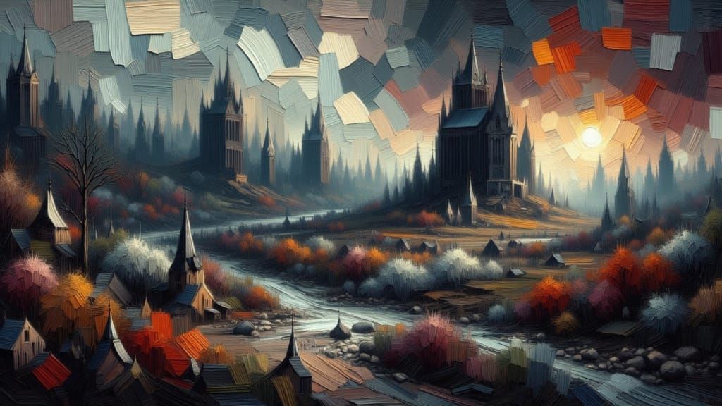 Gothic Grunge Dark Fantasy Art with Dreamy Impasto