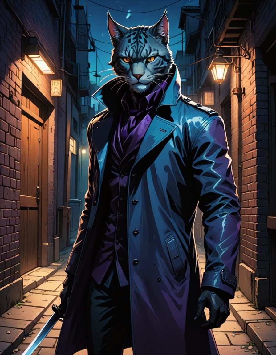Mysterious Khajiit in Dark Alley, Frigidity Manhwa Style
