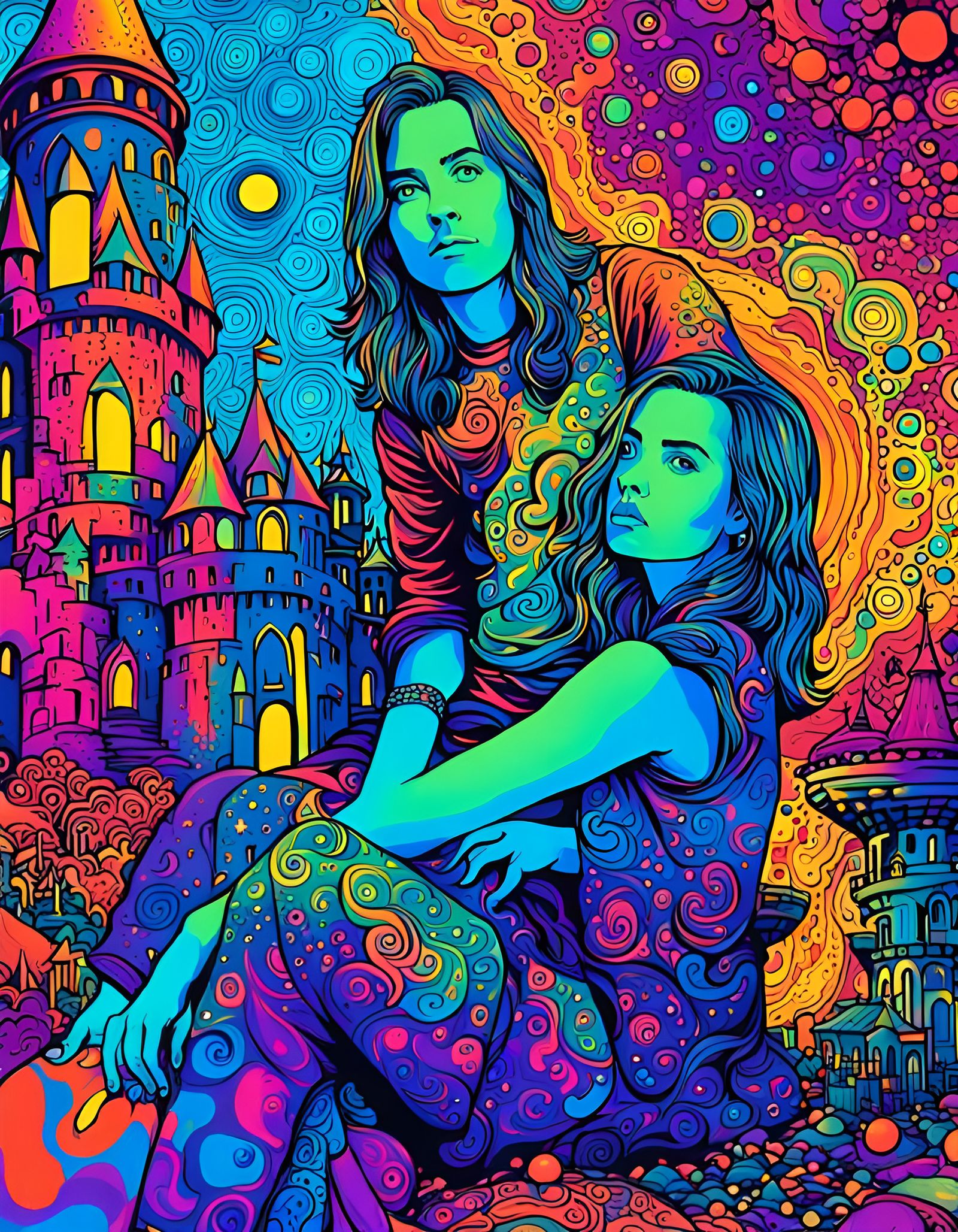 Psychedelic Fantasy Castle in Abstract Pop Art