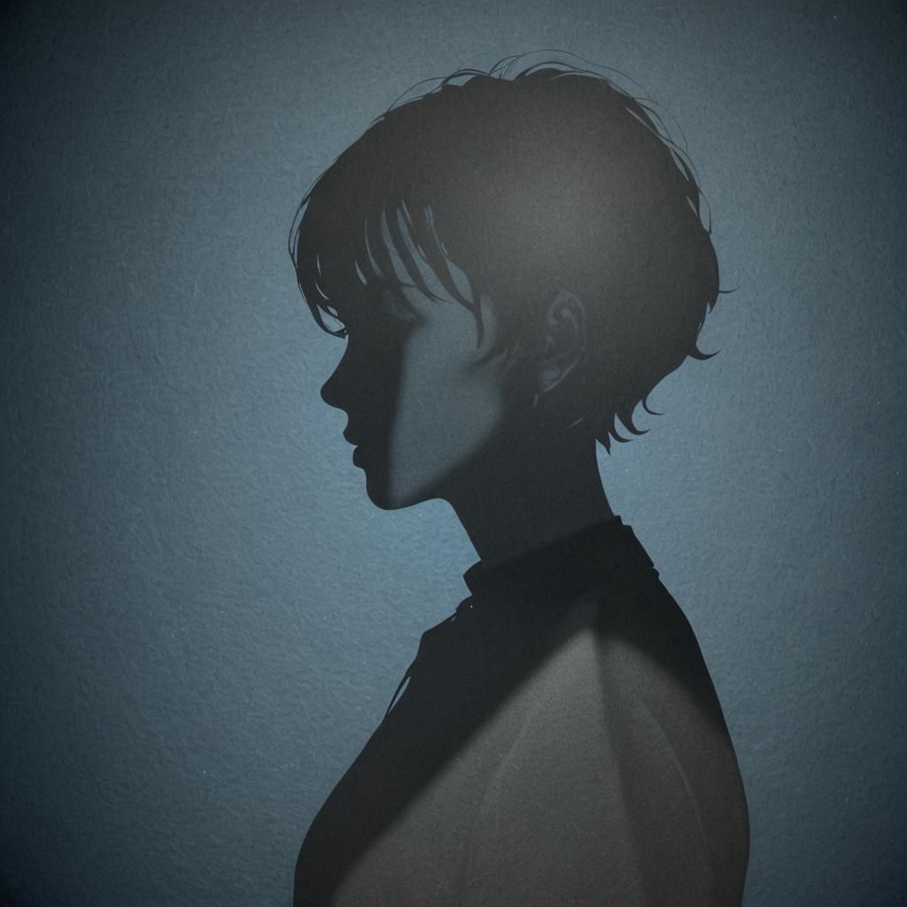 Silhouette of Girl in Blue and Black