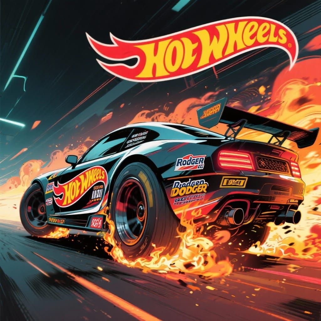 Rodger Dodger HotWheel Burnout in Dynamic Illustration Style