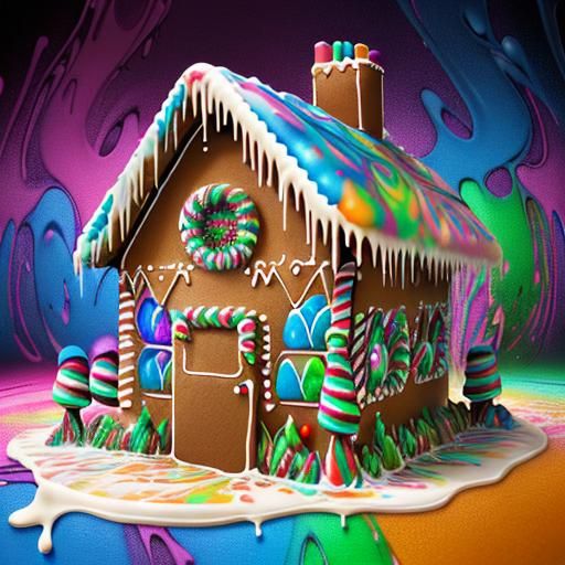 Psychedelic Graffiti Gingerbread House in 8k
