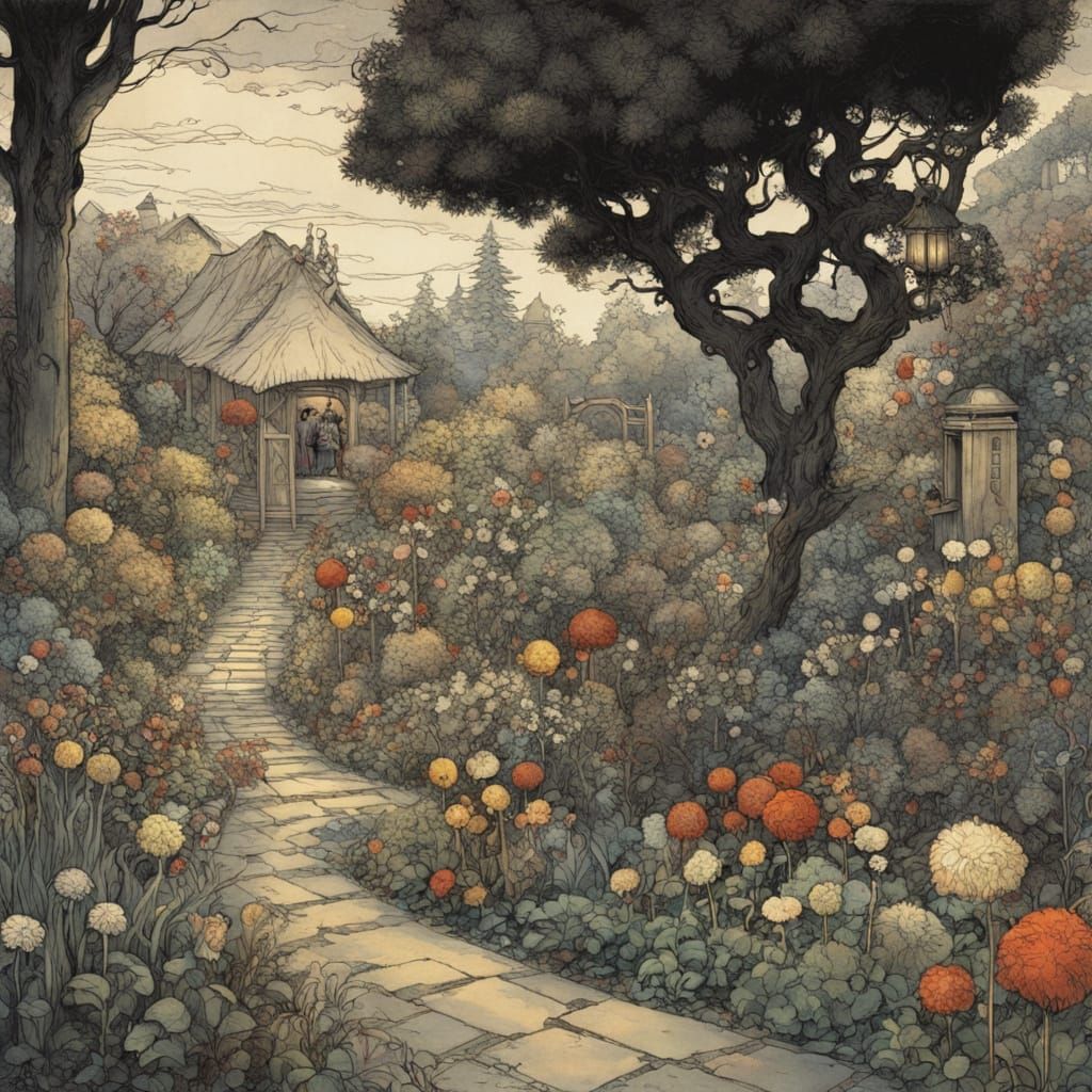 A Man Stands in a Beautiful Garden Cottage