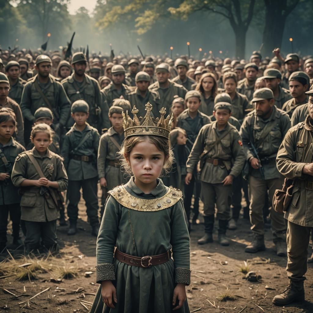 Cinematic Film Still of Girl with Crown