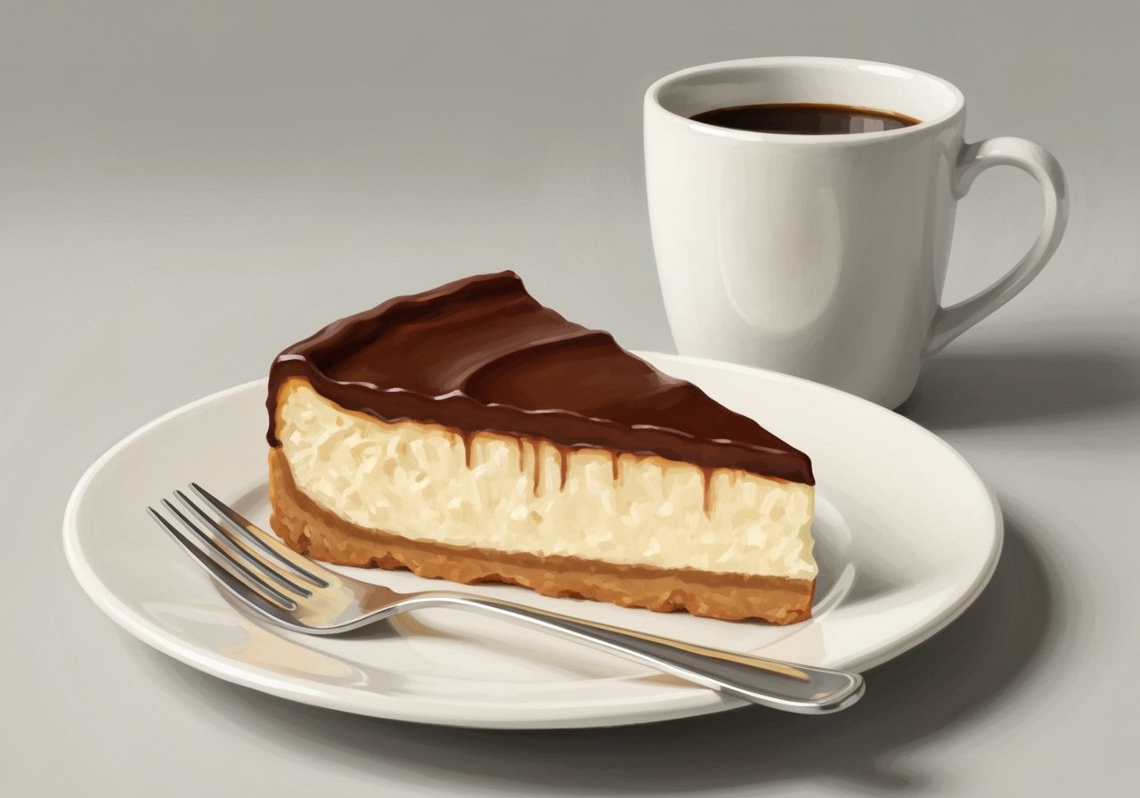 Chocolate Cheesecake and Coffee in Impressionistic Style