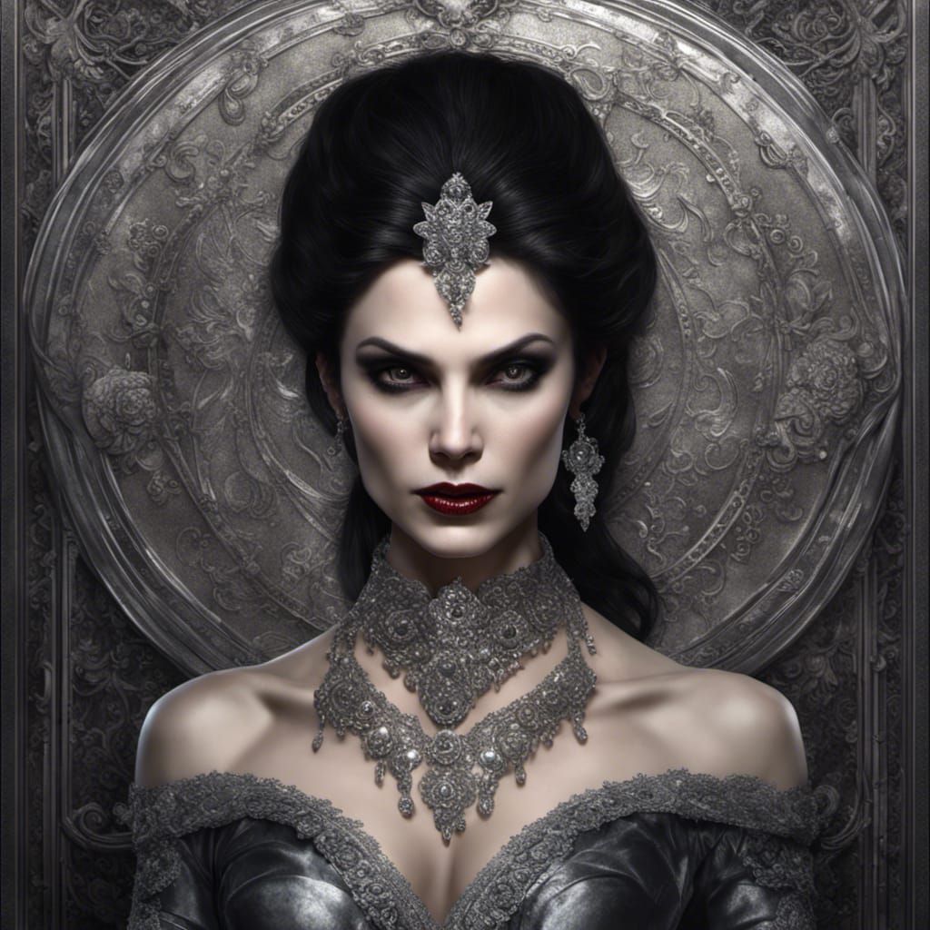 Photorealistic Vampire Woman with Silver Jewelry
