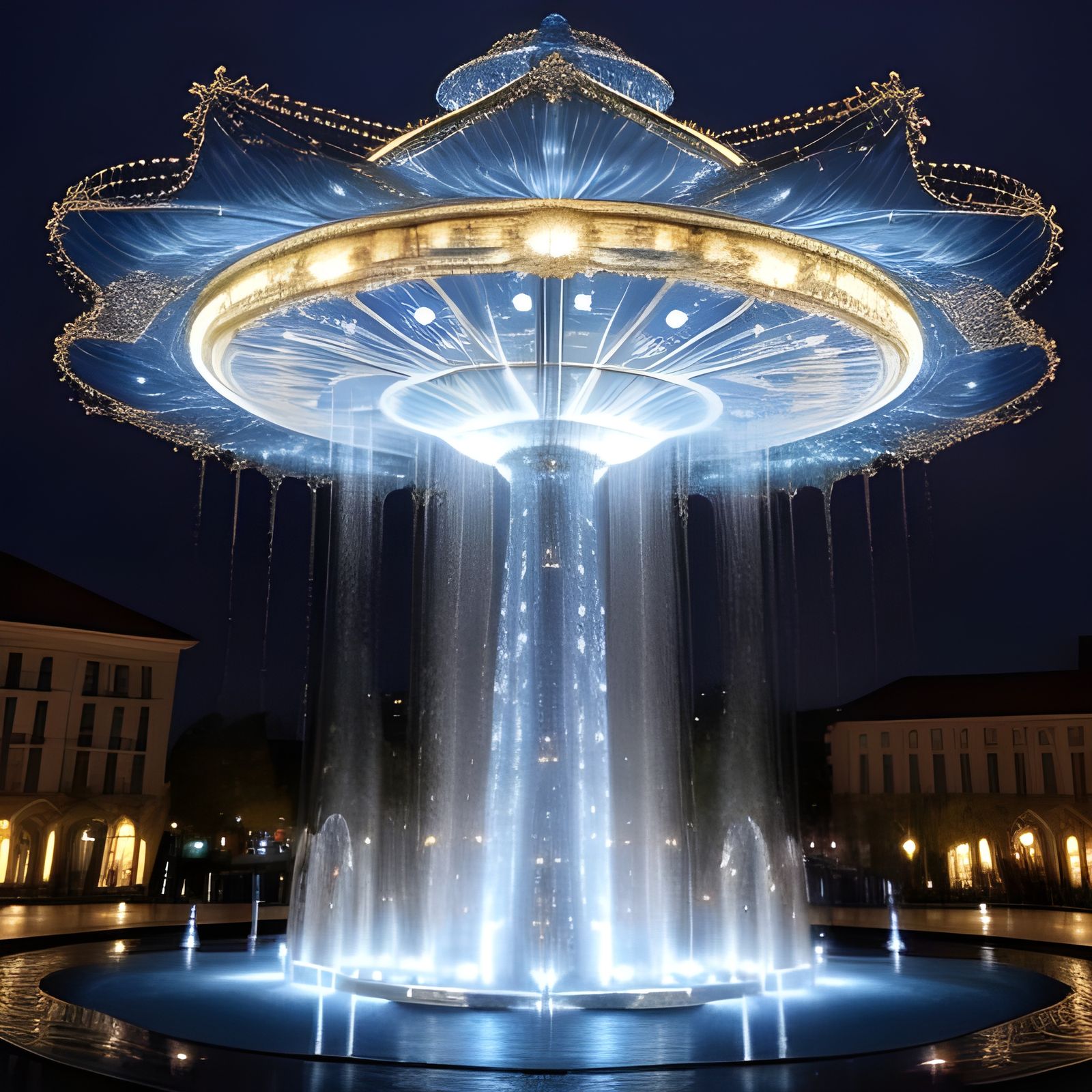 Celestial Symphony Fountain with LED Star Lights