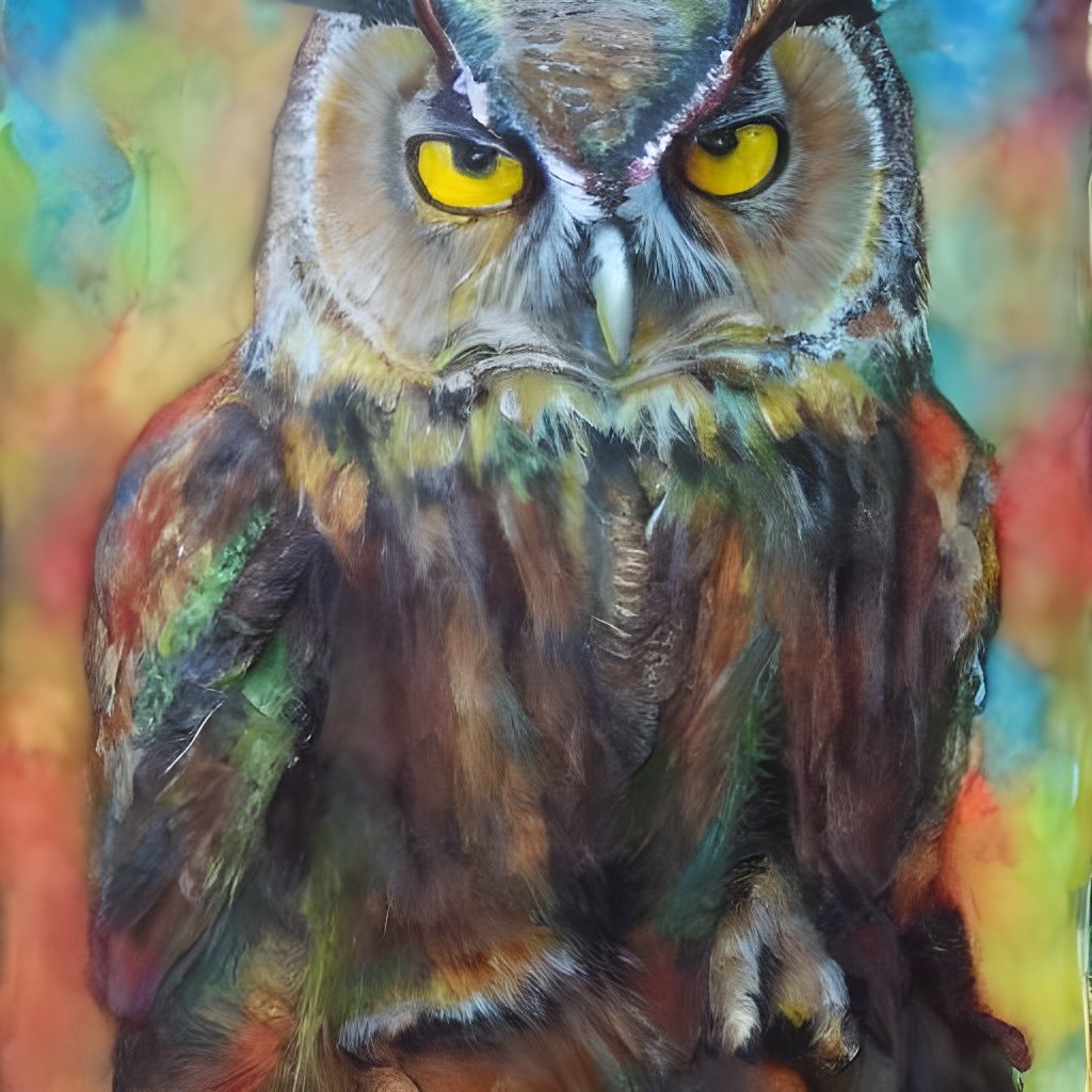 Abstract Owl with Flowing Water Aesthetic