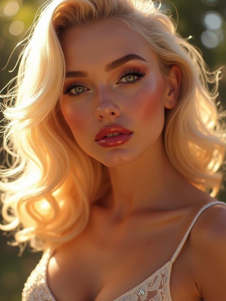 Sultry, Hyper-Realistic Pinup in Vibrant, Magical Light