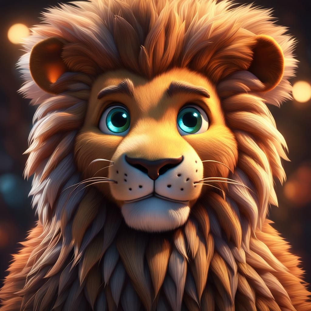 3d fluffy lion