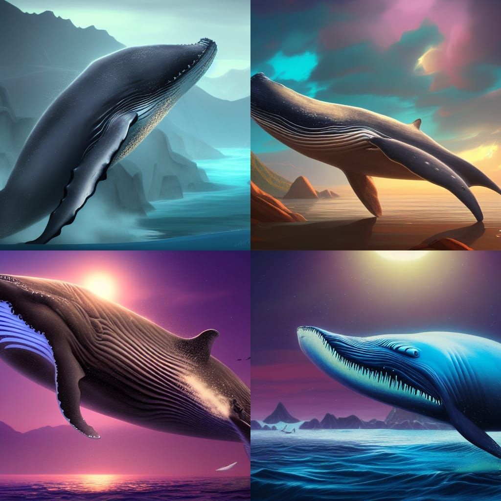 Fantastical Whale Plays Pan Flute in Matte Painting