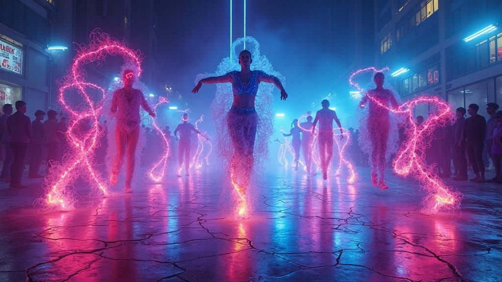 Neon Athletes Compete in Cyberpunk Arena