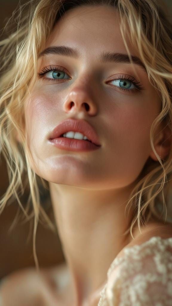 Portrait of a Blonde Model in Soft Studio Lighting