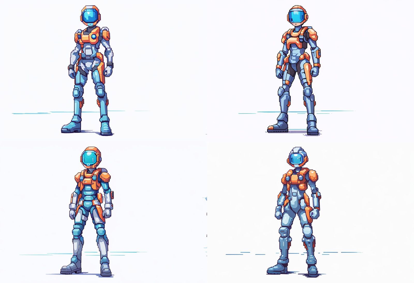Futuristic Anime Cyborg in 16-bit Pixel Art