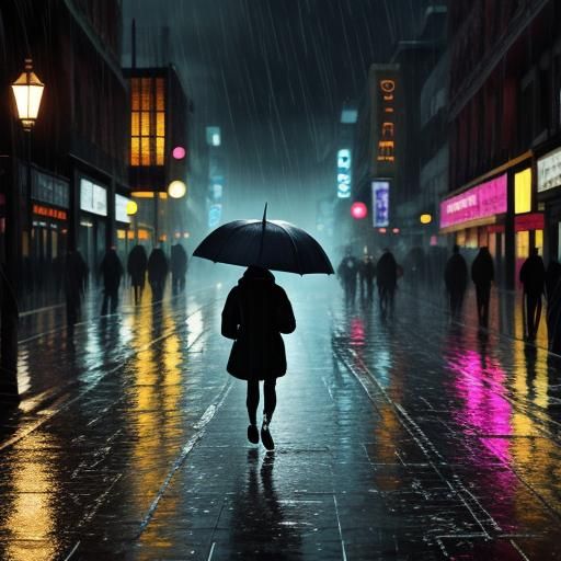 Person Walking in the Rain, High Definition