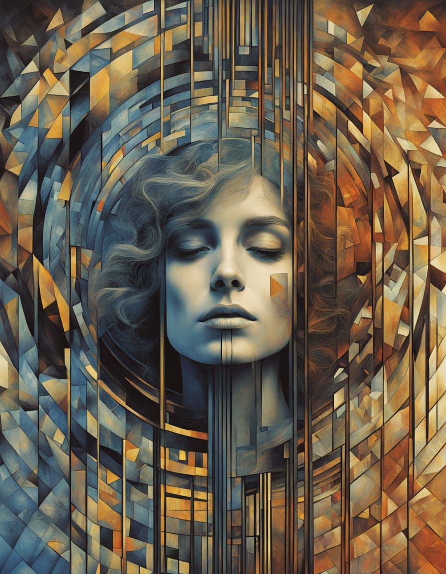 Kaleidoscopic Portrait in Glitch Art Style