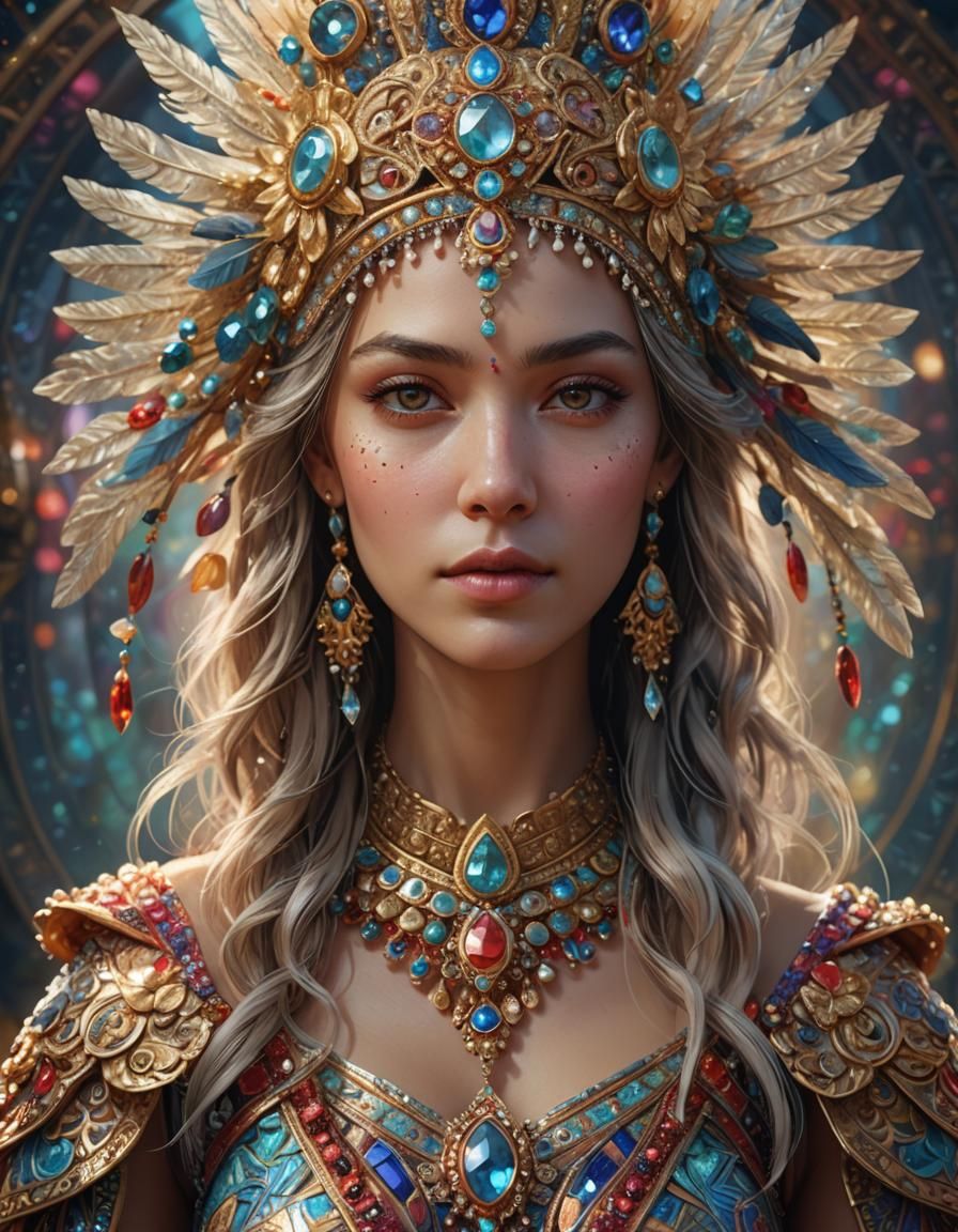 Ornate Portrait in Art Nouveau Style