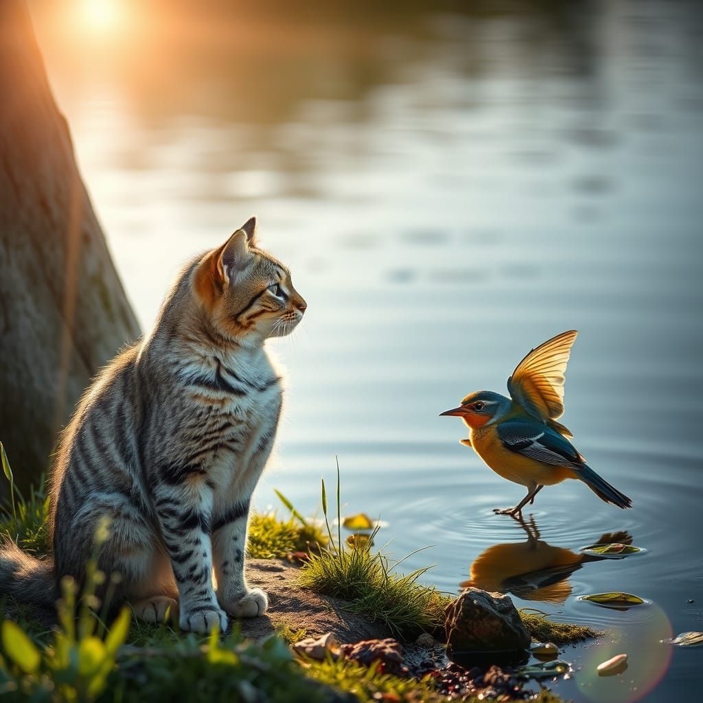 Sabertooth Cat in Prehistoric Scene, Wildlife Photography