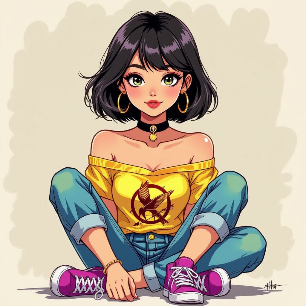 Teenager in Pop Art Style with French Bob