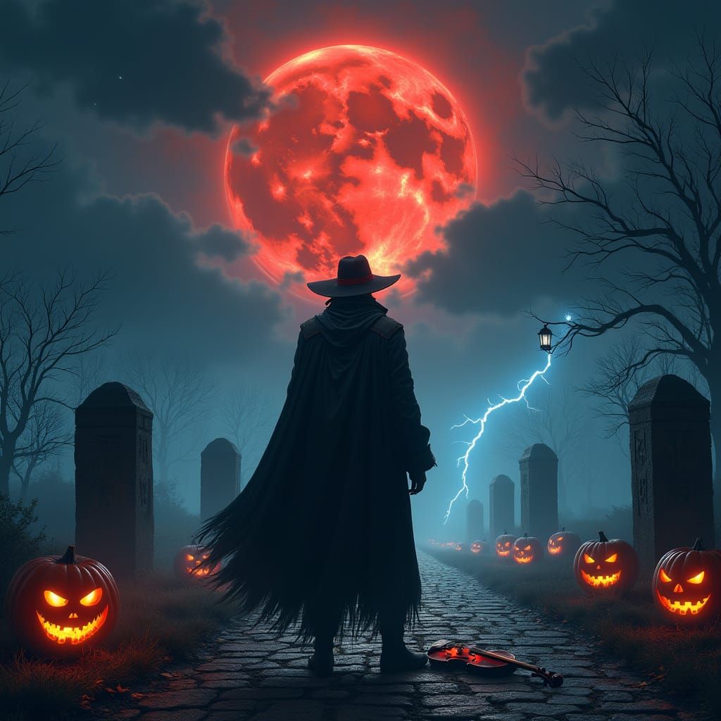 Cursed Wanderer at Moonlit Crossroads