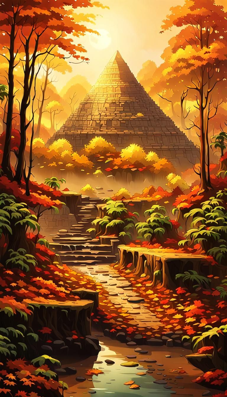 Amazonian Pyramid in Autumnal Light: Concept Art