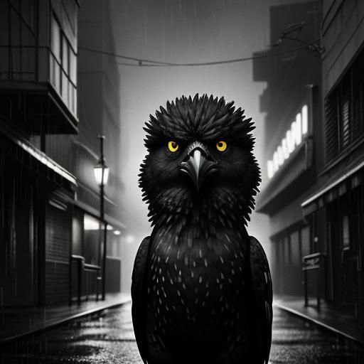 Film Noir: Big Bird in Rain-Soaked Alley