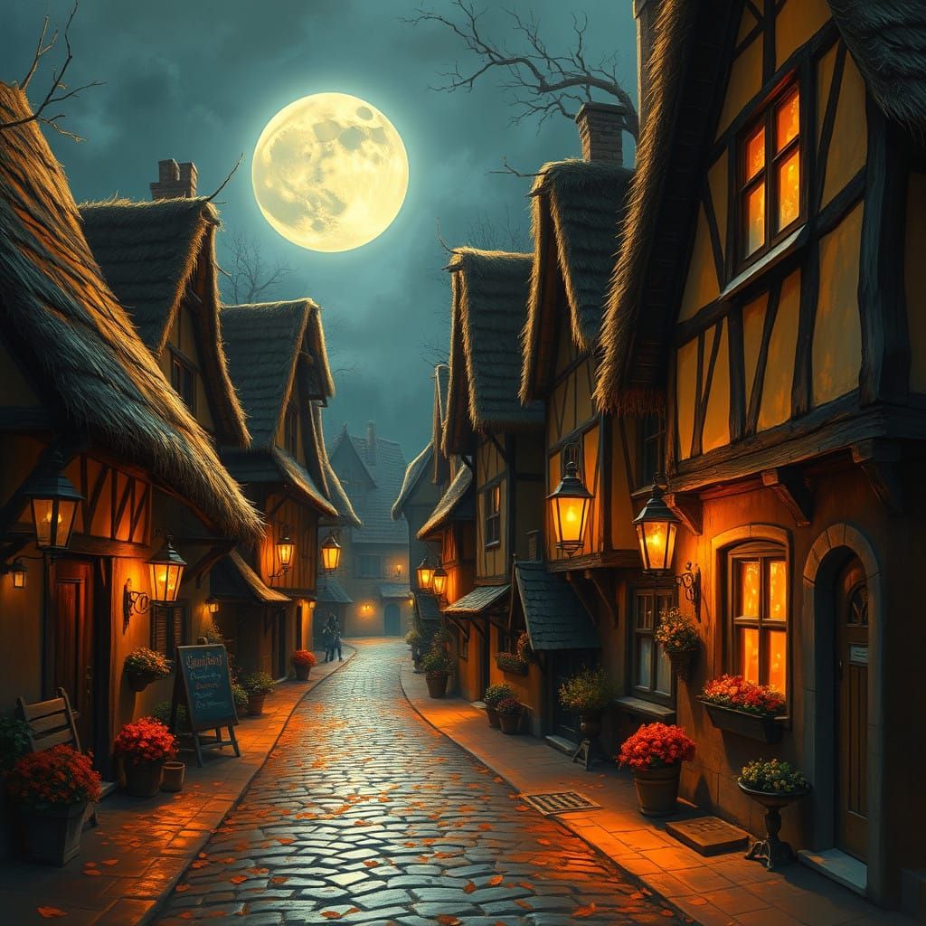 Autumnal German Town in Mystical Dreamscape