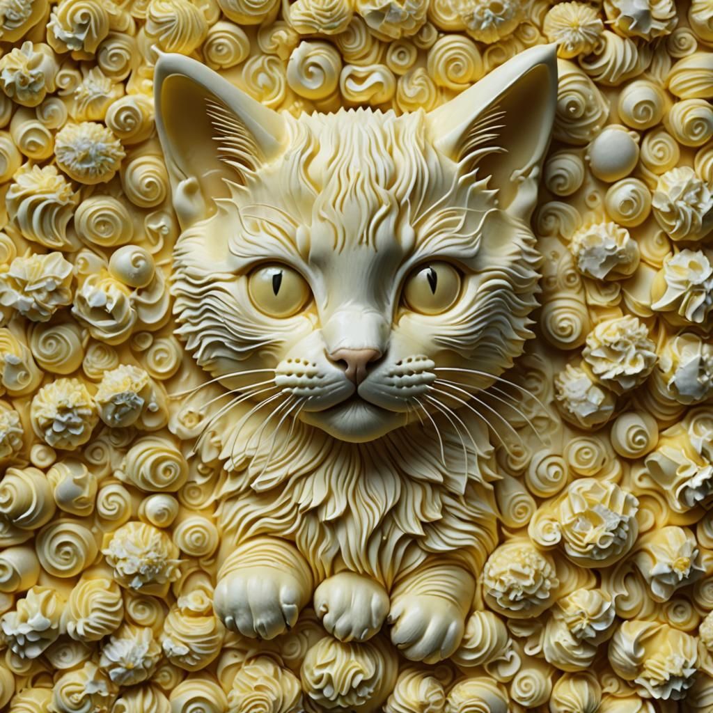 Psychedelic Butter Kitten Sculpture: High Definition
