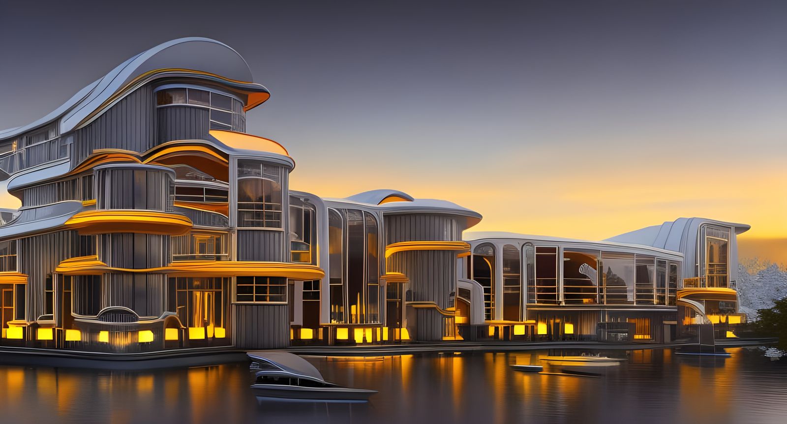 Art Deco Mansion in Retro-Futurism Style