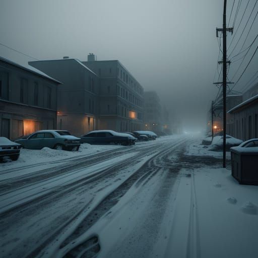 Cinematic Post-Apocalyptic Wasteland in Desaturated Blues an...