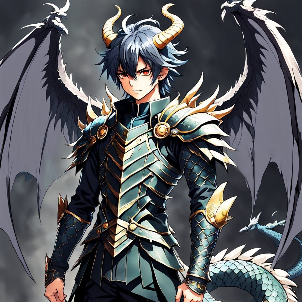 Dragon-Human Hybrid in Anime Style