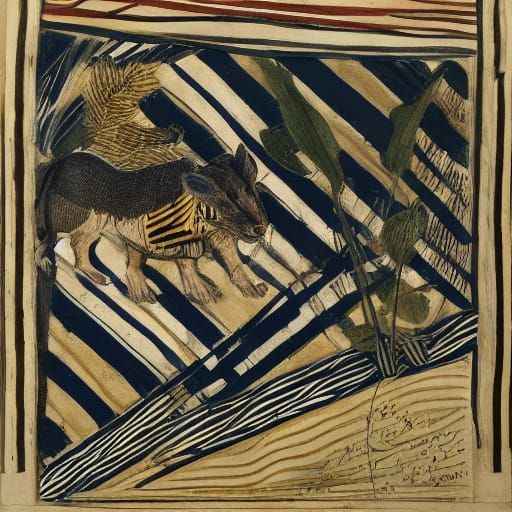 Ethereal Mouse in Calligraphic Stripes