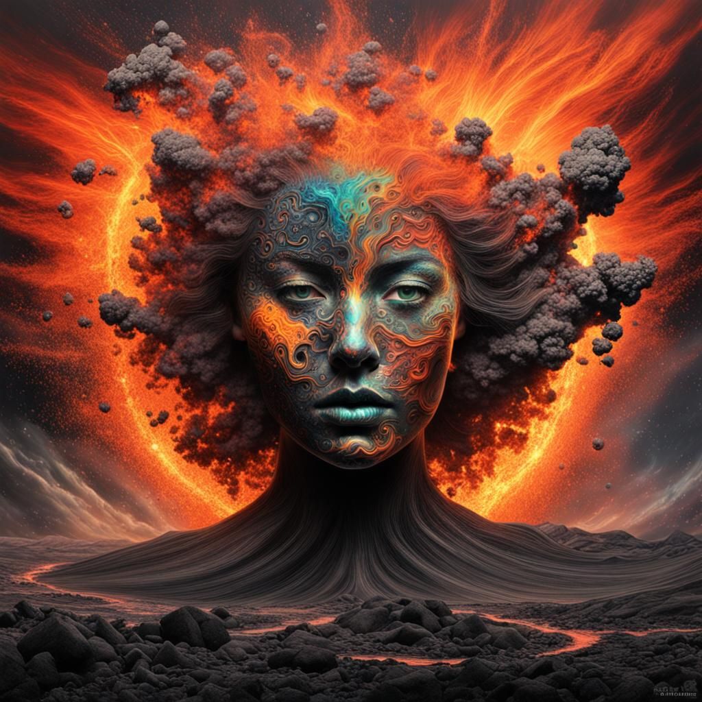 Goddess Emerges from Volcanic Explosion