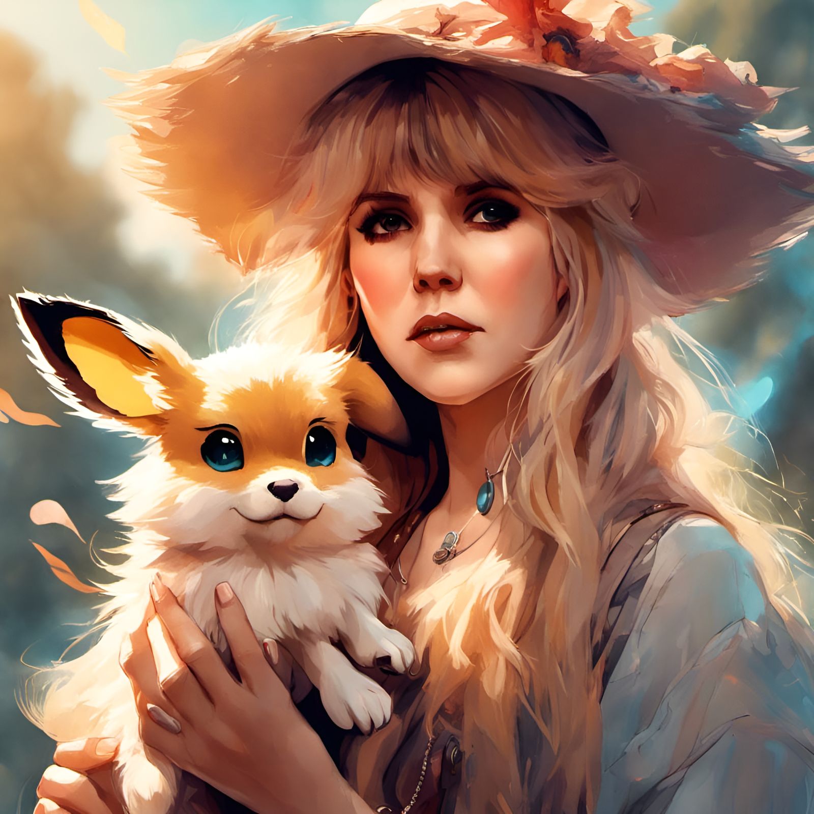 Stevie Nicks Portrait with Pokémon Eevee