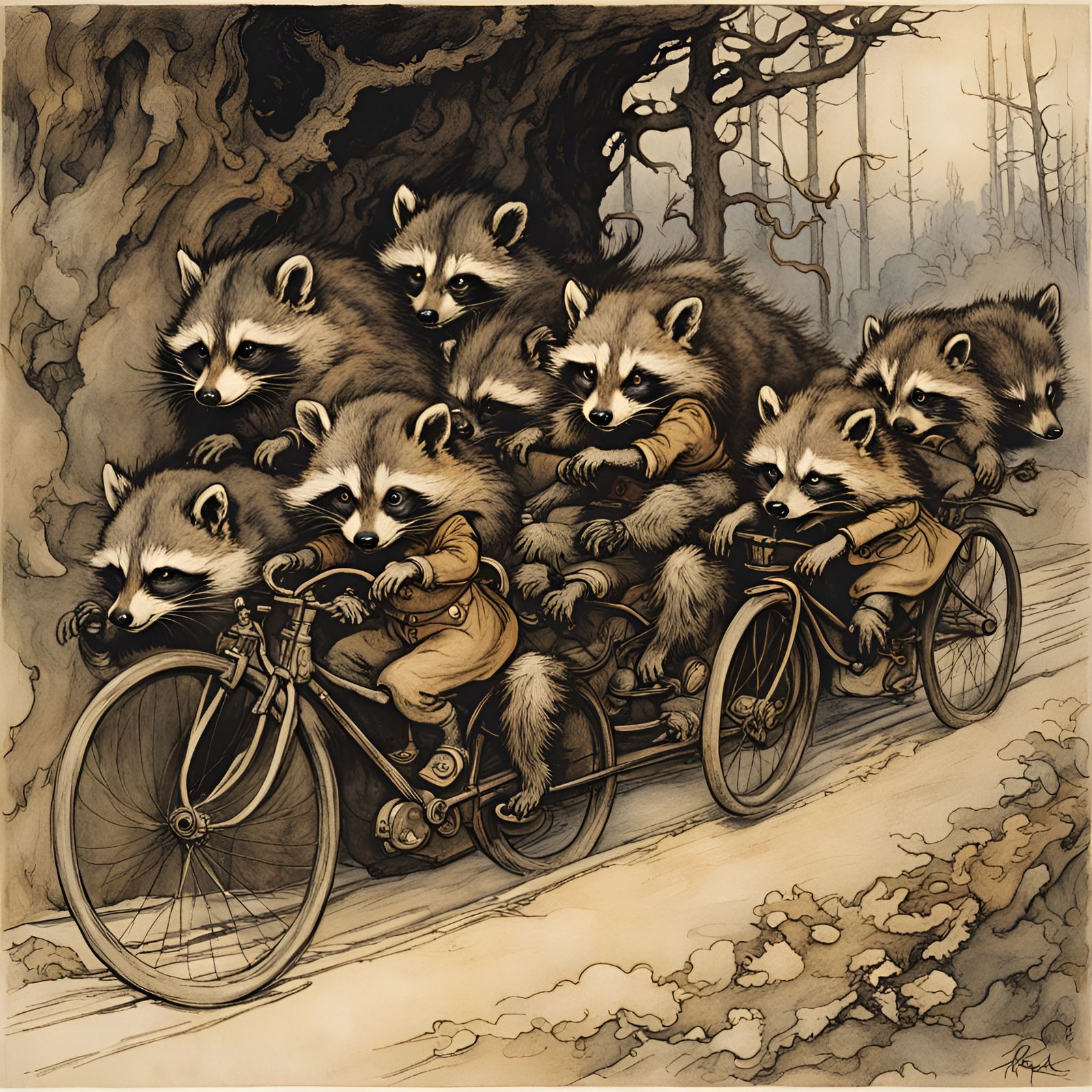 Raccoons Ride Rats in Rackham-esque Race