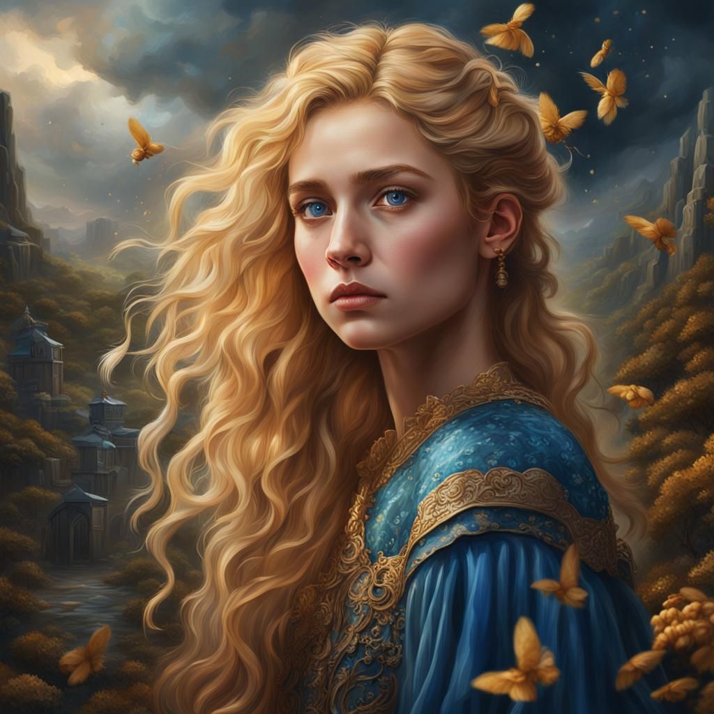 Fantasy Oil Painting of a Young Woman