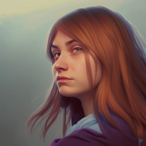 Detailed Portrait of Meg Griffin in Art Nouveau Style