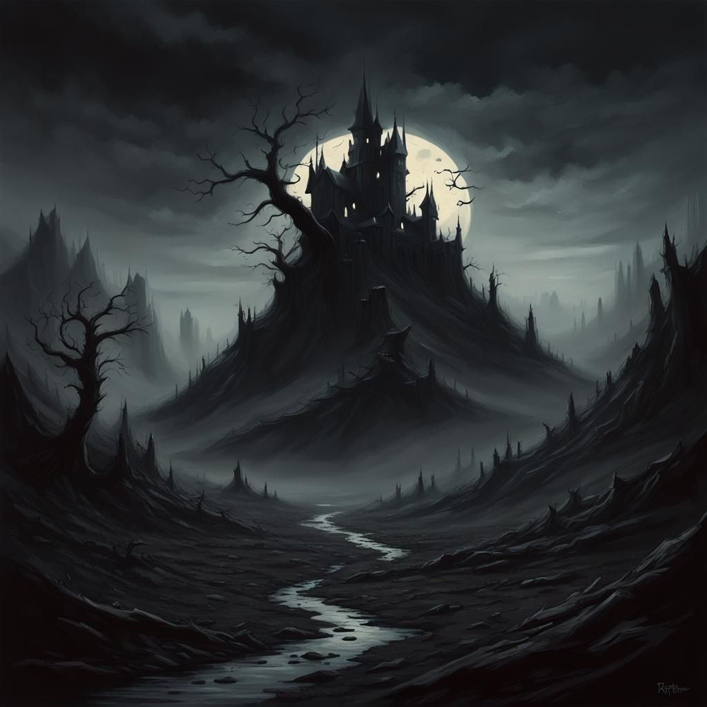 Sinister Dark Fantasy Landscape Art
