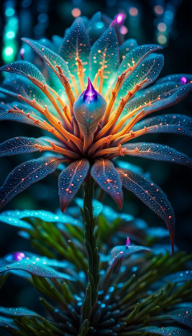 Glowing Alien Flower in Fantasy Forest