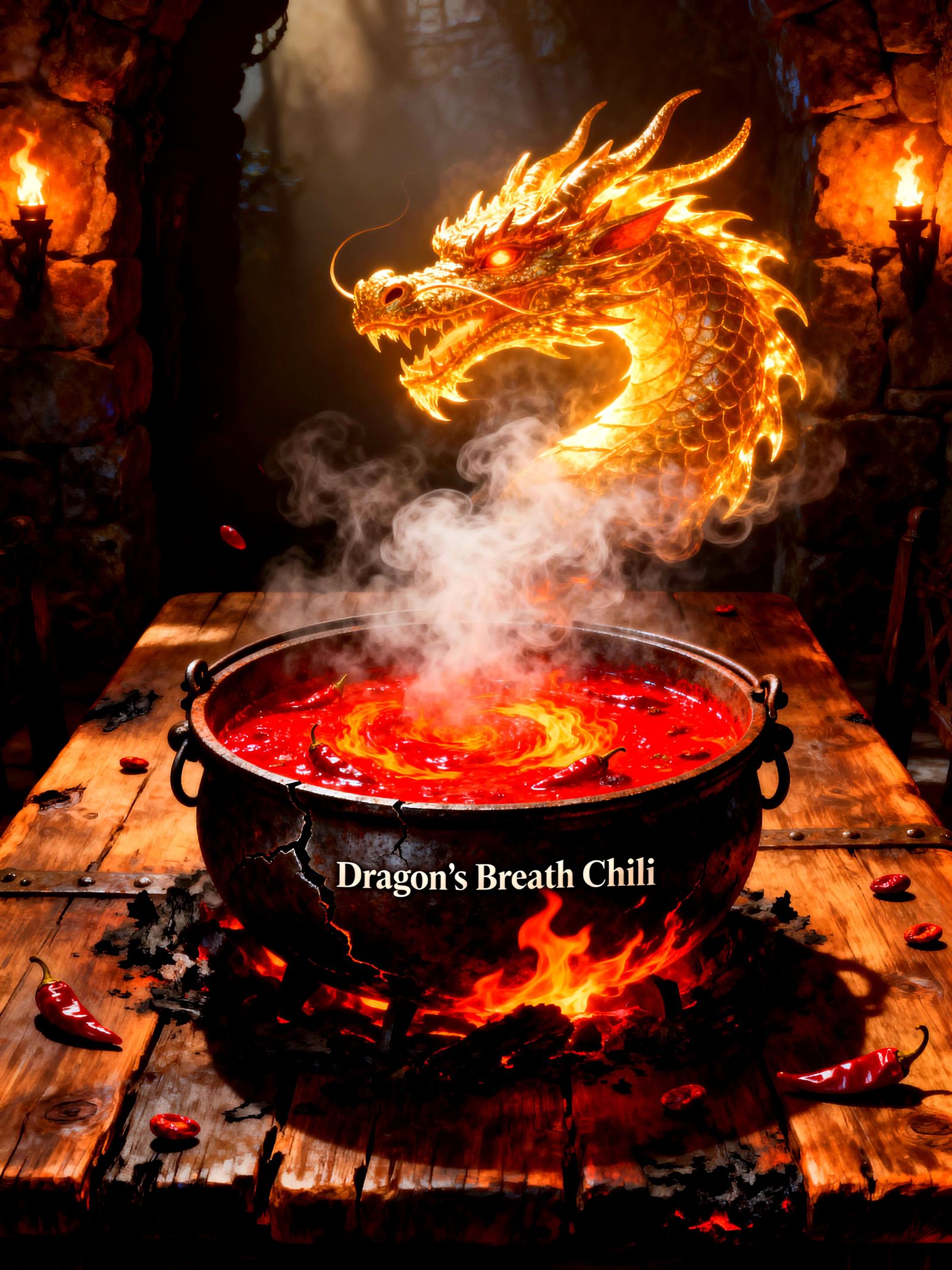 Dragon's Breath Chili Cauldron at Medieval Feast